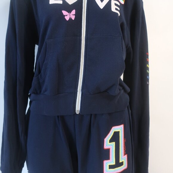 NWT Lauren Moshi Navy Multi (Item- 304) 2 Pc Graphic Zip Hoodie Jogger Set S - Picture 8 of 16